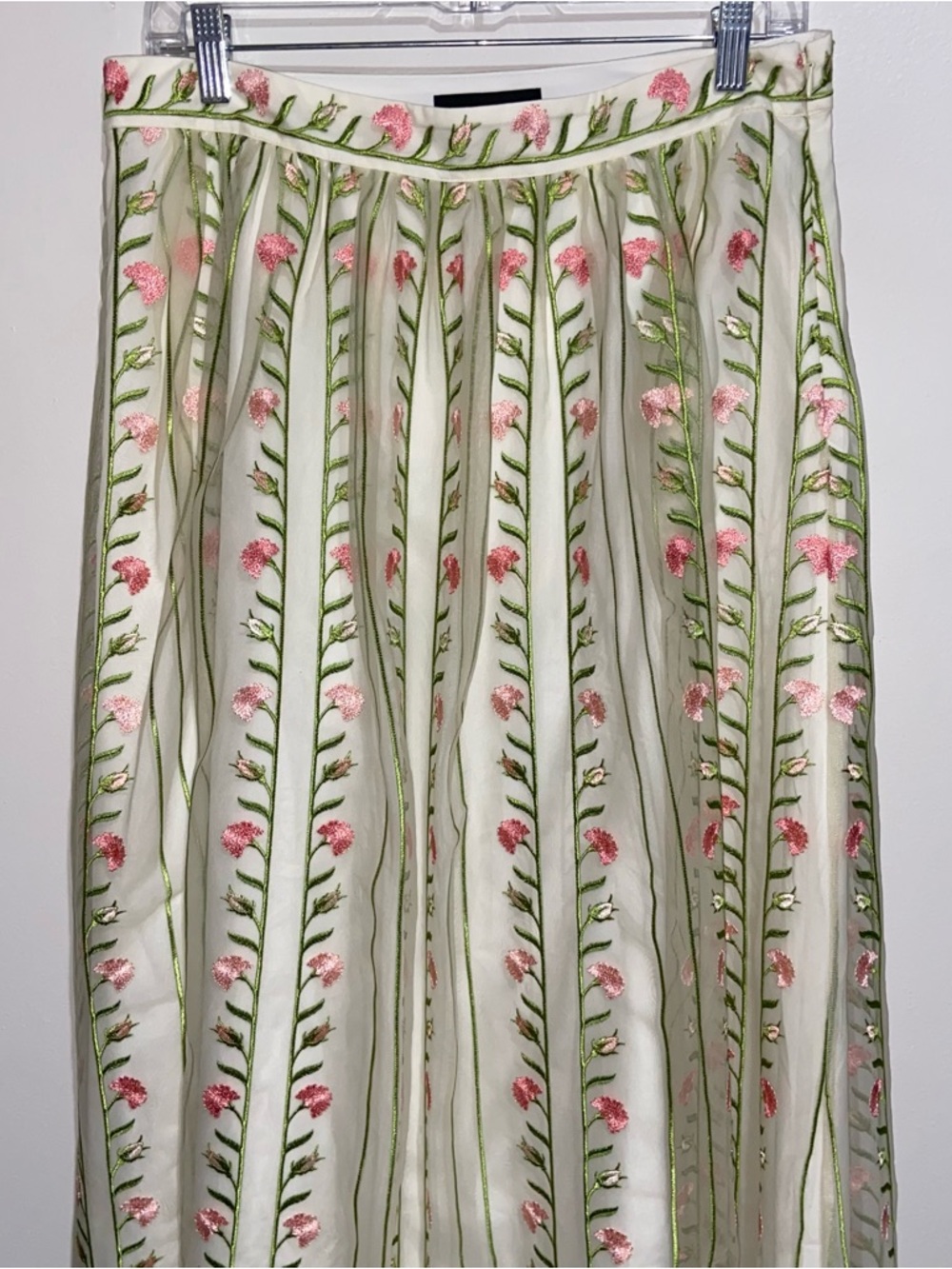 Talbots Skirt Womens Size 10 Embroidered Tulle Linear Floral Fit & Flare Midi - Picture 5 of 14
